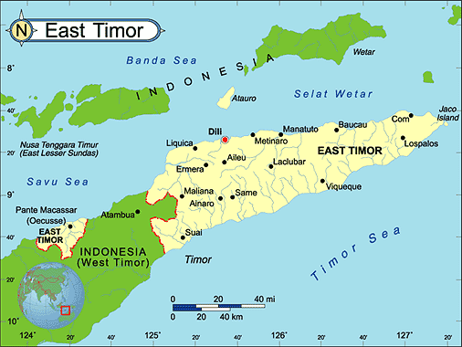 Timor Oriental carte indonesie